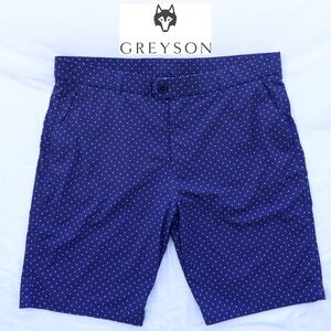 Greyson Shorts Mens 38 Purple Golf Wolf Animal Print Performance Chinos Outdoor
